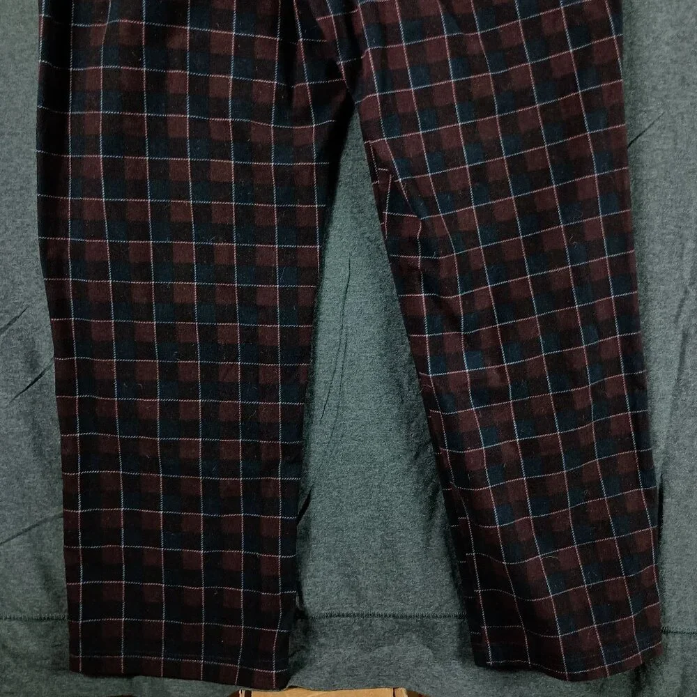 Nautica Plaid Flannel Pajama Pants Mens M Burgandy Black Loungewear Cozycore